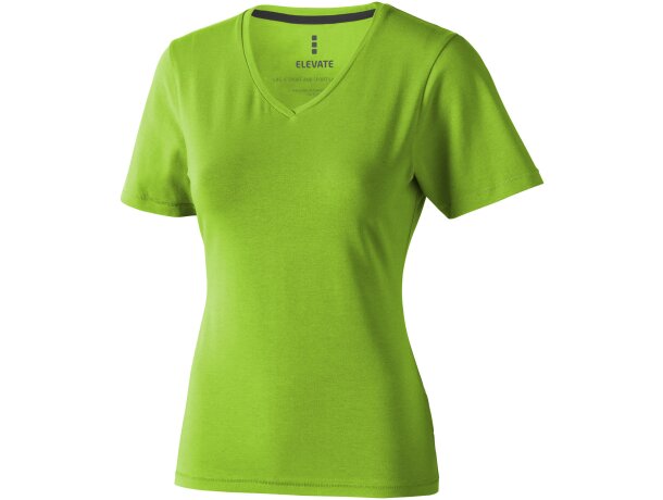 Camiseta personalizada Kawartha mujer algodón orgánico pico Negro intenso detalle 42