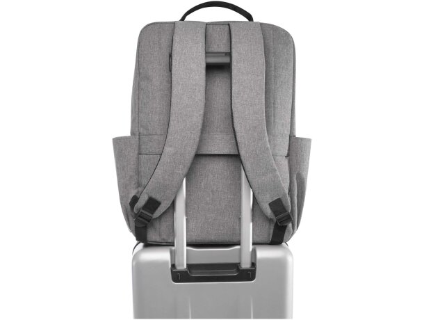 Mochila portátil 15 pulgadas Libra poliéster reciclado GRS Gris mezcla detalle 10