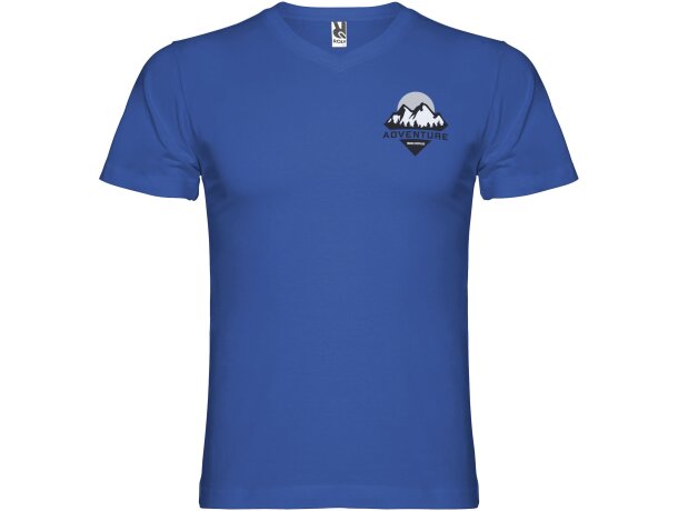 Camiseta cuello pico manga corta hombre Samoyedo Roly algodón Azul real detalle 9