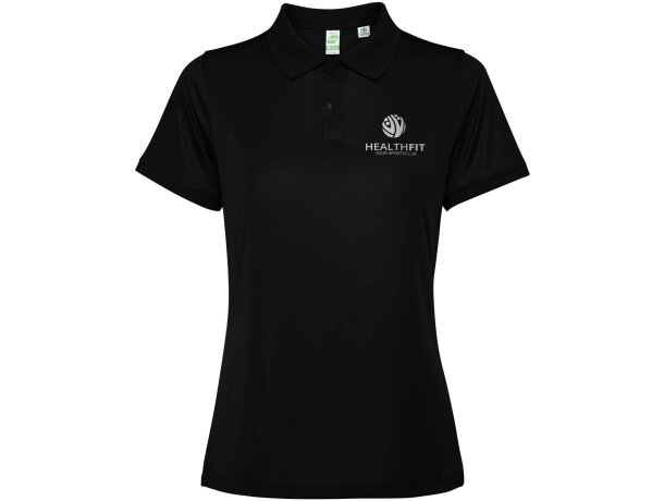 Polo manga corta mujer Tormo Roly poliéster reciclado entallado Negro intenso detalle 29
