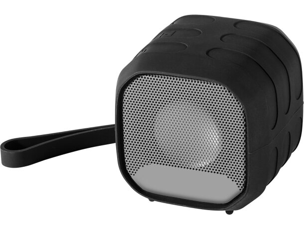Altavoz con bluetooth en goma y metal negro intenso Altavoz con bluetooth en goma y metal negro intenso