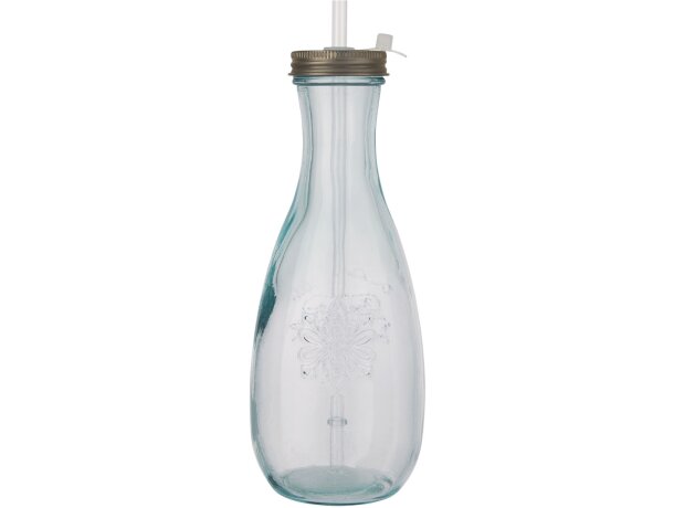 Botella de vidrio reciclado con pajita Polpa merchandising