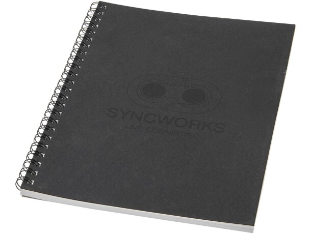 Cuaderno espiral A5 Desk-Mate papel reciclado 50 hojas Negro intenso detalle 1