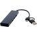 Hub USB 2.0 Rise de aluminio reciclado con 4 puertos y tipo C Negro intenso detalle 7