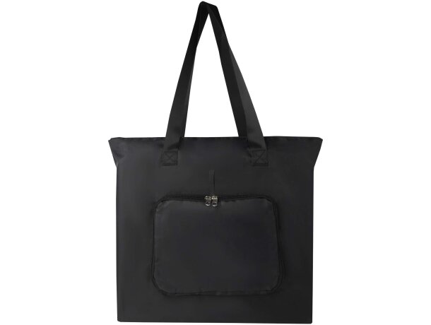 Bolsa tote plegable EcoFold de poliéster reciclado certificado GRS Negro intenso detalle 2