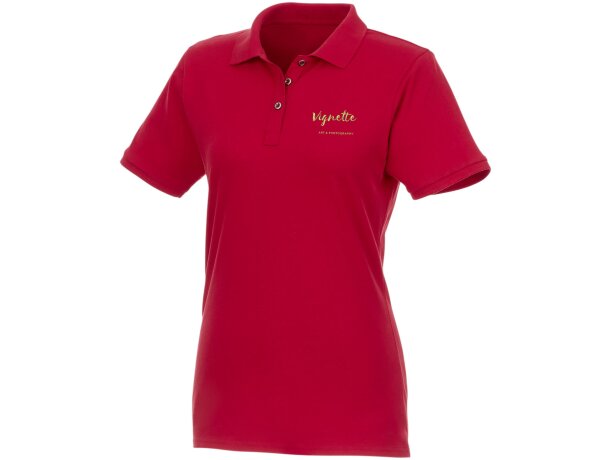 Polo de manga corta de material reciclado orgánico GRS para mujer Beryl Rojo detalle 3