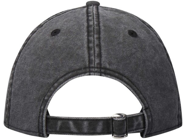 Gorra lavada de 6 paneles Grafton con algodón reciclado Negro intenso detalle 3