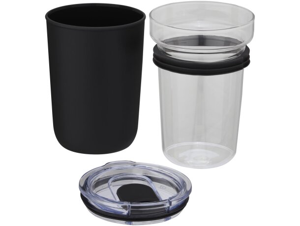 Vaso Bello vidrio borosilicato 420ml con carcasa reciclada Negro intenso detalle 28