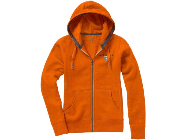 Sudadera de mujer cuello contrastado Naranja detalle 5