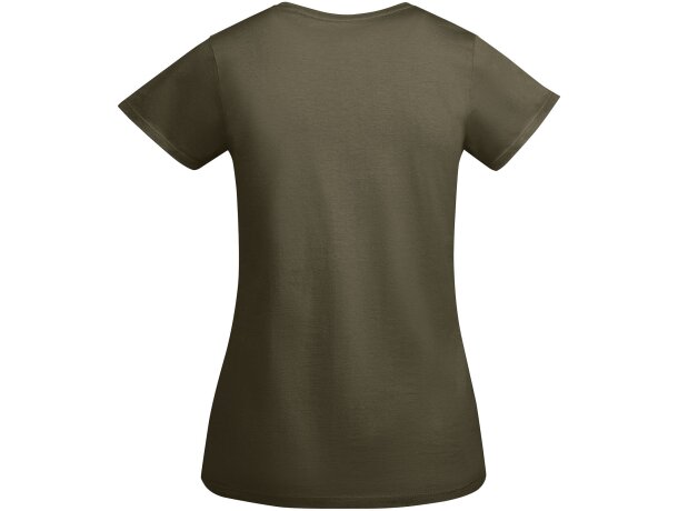 Camiseta mujer algodón orgánico Breda de Roly Verde militar detalle 17