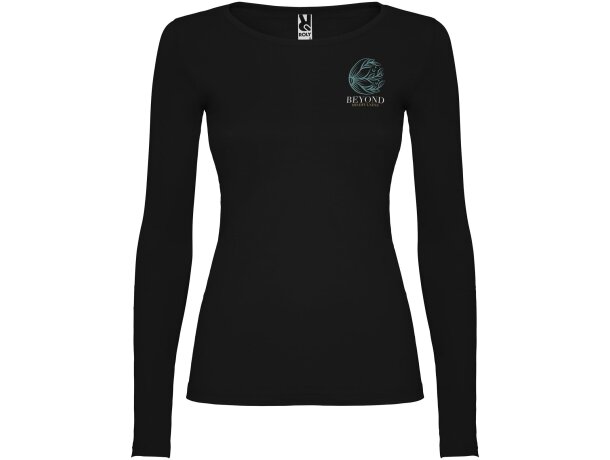 Camiseta manga larga mujer algodón 100% Roly Extreme Negro intenso detalle 5
