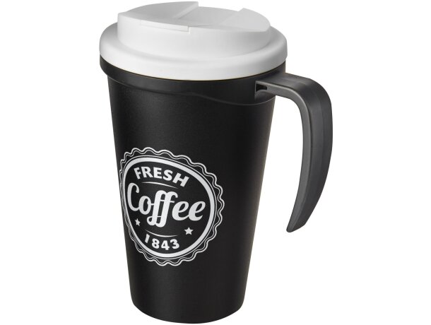 Americano® Grande taza 350 ml con tapa antigoteo Negro intenso/blanco detalle 12