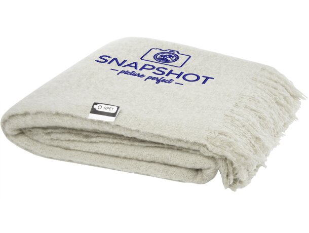 Manta sostenible Ivy de mohair y RPET con certificación GRS Gris claro detalle 7