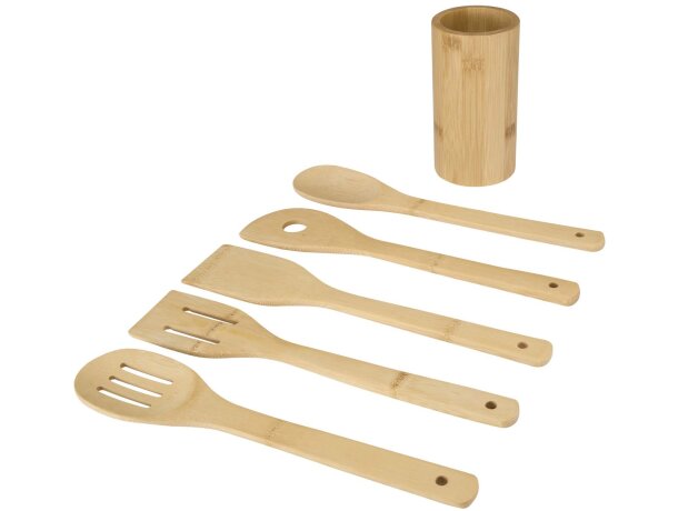 Set de utensilios de cocina de bambú Tala con soporte Madera detalle 4