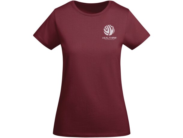 Camiseta mujer algodón orgánico Breda de Roly Granate detalle 34