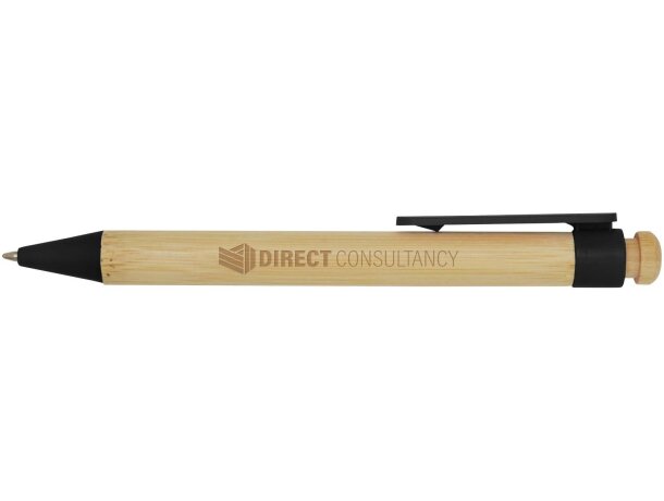 Bolígrafo Rattan bambú certificado FSC y plástico reciclado Negro intenso detalle 10