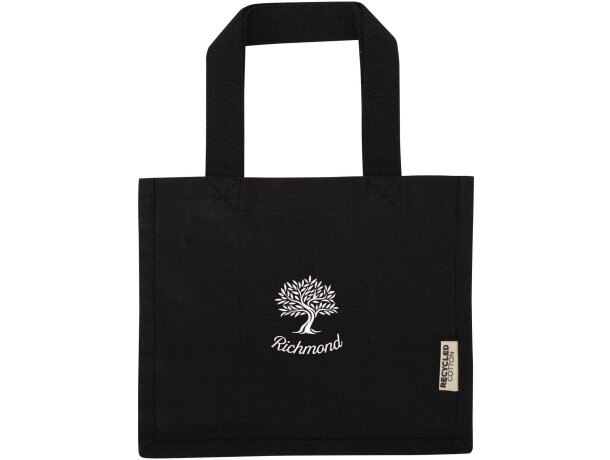 Bolsa tote con fuelle algodón reciclado certificado GRS Odessa Negro intenso detalle 6