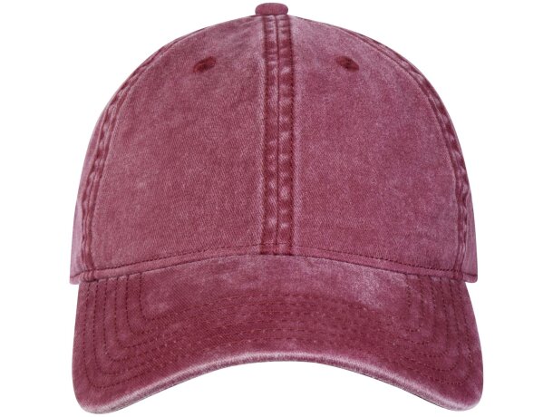 Gorra lavada de 6 paneles Grafton con algodón reciclado Burdeos detalle 11