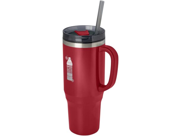 Vaso térmico con pajita Melbourne 1200ml acero reciclado Rojo detalle 37