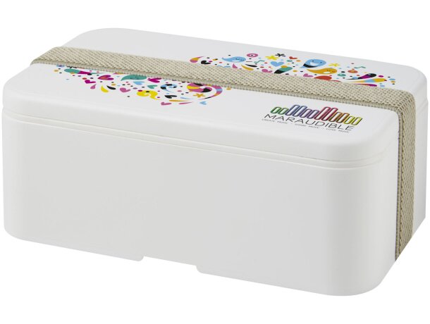 Fiambrera MIYO 700ml con banda PET reciclado Blanco/gris piedra detalle 16