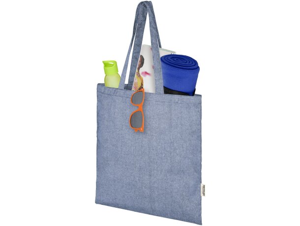 Bolsa tote Aware Pheebs de algodón y poliéster reciclado Azul mezcla detalle 9