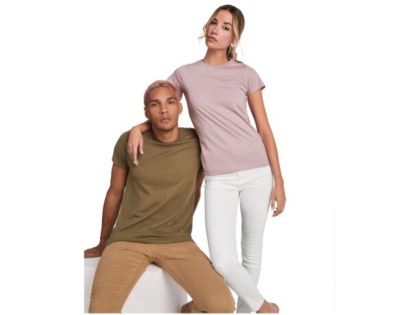 Camiseta mujer algodón orgánico Breda de Roly Granate detalle 36
