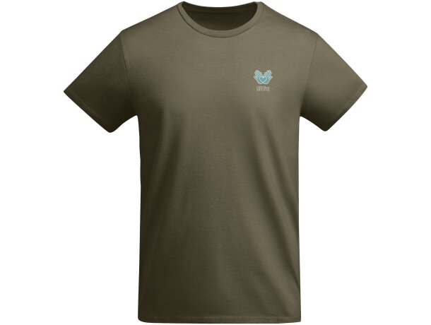Camiseta manga corta infantil algodón orgánico Breda Roly Verde militar detalle 16