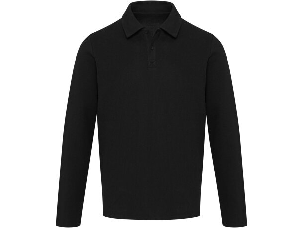 Polo manga larga Apollo algodón piqué unisex corporativo Negro intenso detalle 2