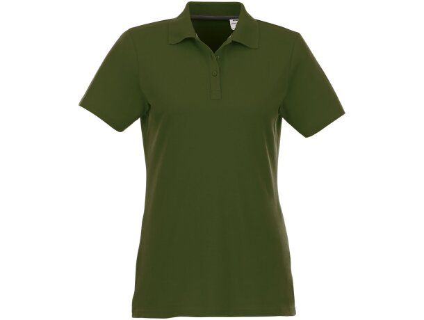 Polo de manga corta para mujer Helios Verde militar detalle 44