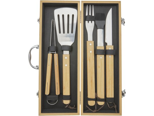 Set de barbacoa de 5 piezas Churras en bambú sostenible Natural detalle 4