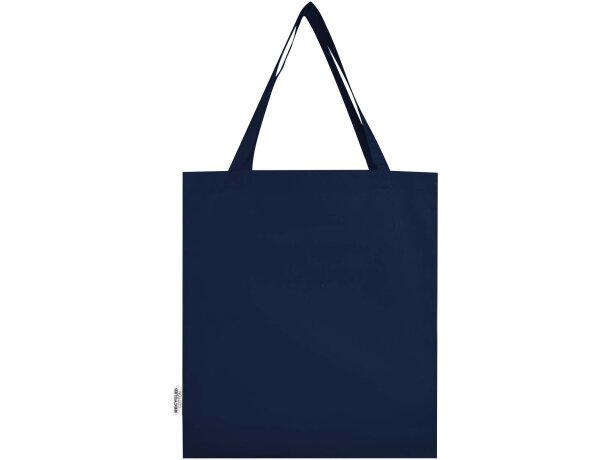 Bolsa tote con refuerzos algodón reciclado certificado GRS Madras Azul marino detalle 13