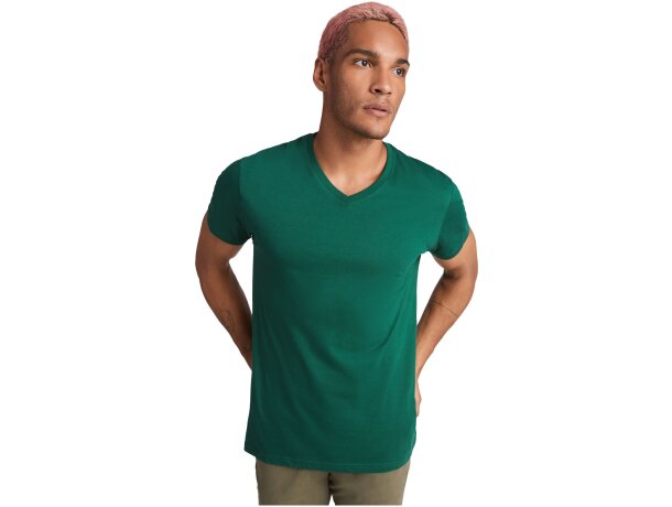 Camiseta cuello pico manga corta hombre Samoyedo Roly algodón Azul real detalle 12