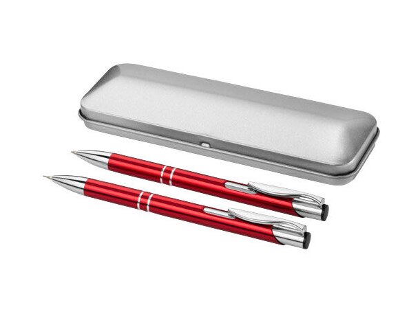 Juego de bolígrafo y portaminas de aluminio en estuche Plateado detalle 20