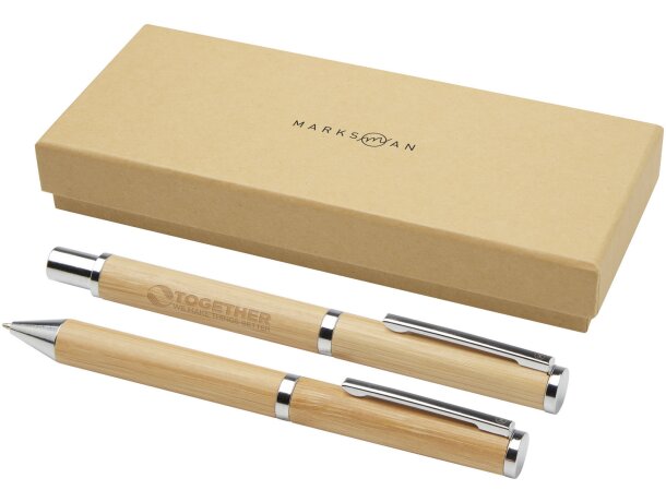 Set escritura bambú y cobre reciclado Apolys Natural detalle 1