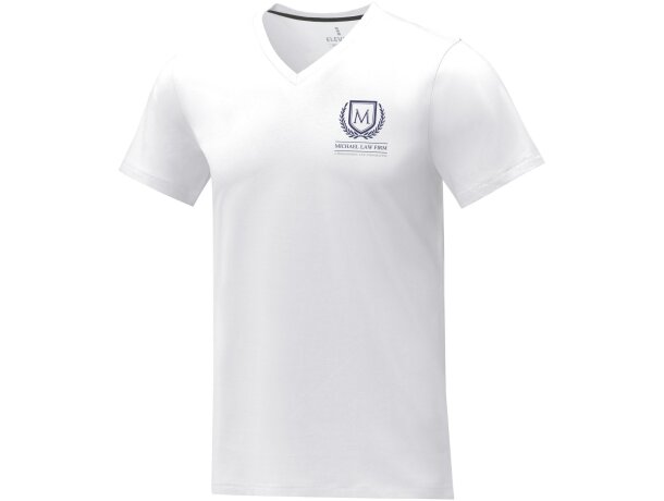 Camiseta de manga corta y cuello en V para hombre Somoto Blanco detalle 1