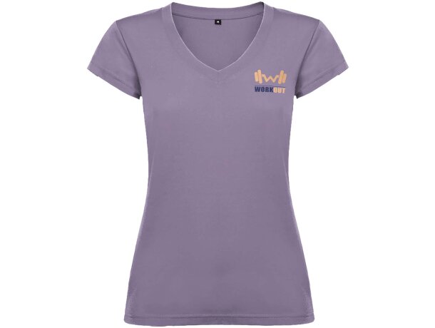 Camiseta cuello pico mujer Roly Victoria algodón 155 g/m² Lavanda detalle 56