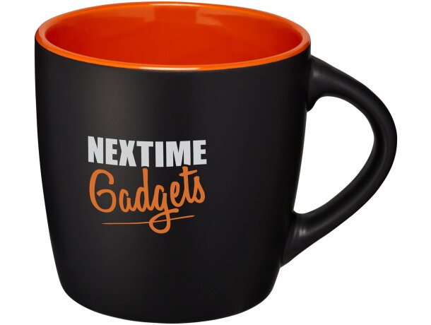 Taza cerámica Riviera 340ml mate con interior de color Negro intenso/naranja detalle 15