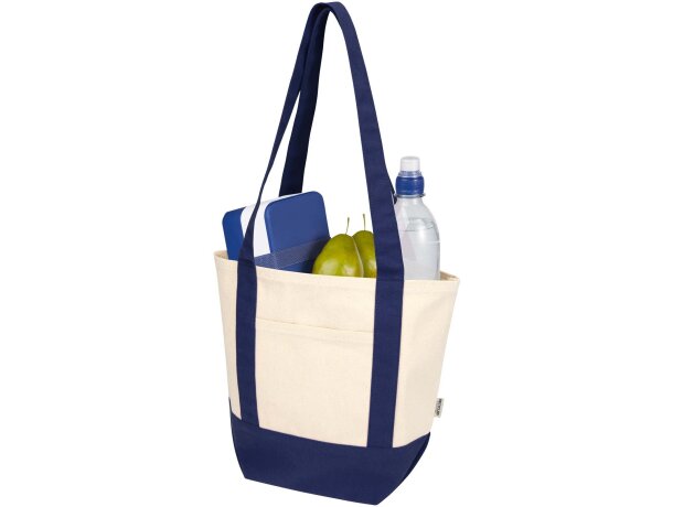 Bolsa tote mini algodón reciclado certificado GRS 320 g/m² Sam Azul marino/natural detalle 18