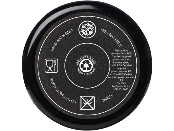 Vaso térmico con pajita Melbourne 1200ml acero reciclado Negro intenso detalle 22