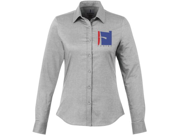 Camisa Oxford manga larga mujer Vaillant algodón 142 g/m² Gris acero detalle 18