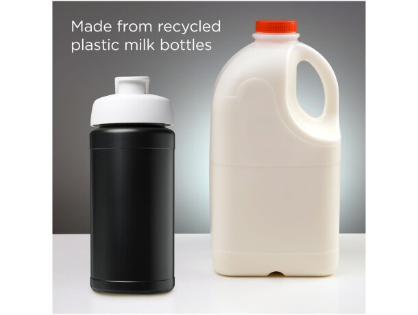 Bidón deportivo Baseline reciclado con tapa Flip 500ml Negro intenso/blanco detalle 40