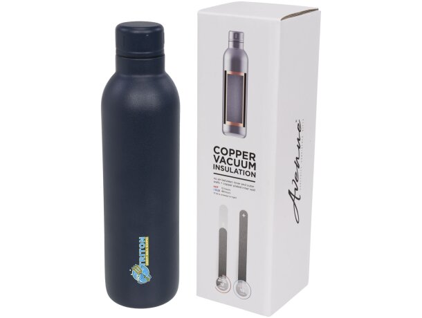 Botella termo con logo con tapa de rosca en acero inoxidable Thor Azul detalle 29