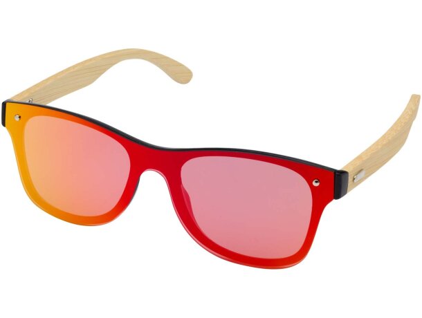 Gafas de sol Tan con patillas de bambú y protección UV400 Plateado detalle 6
