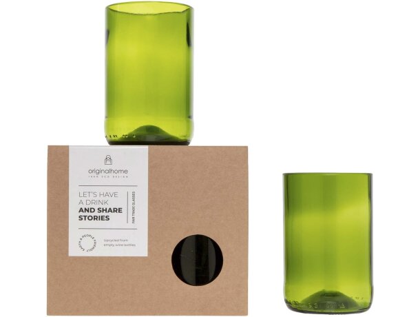 Set vasos vidrio reciclado Originalhome 280 ml verde medio Verde detalle 2