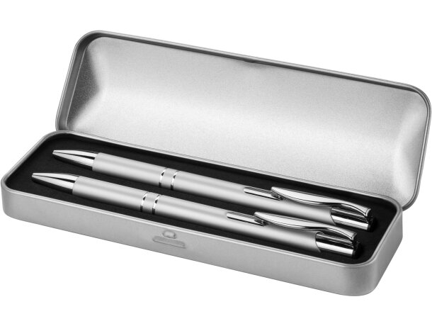 Juego de bolígrafo y portaminas de aluminio en estuche personalizado