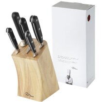 Bloque de madera con 5 cuchillos negro intenso Bloque de madera con 5 cuchillos negro intenso