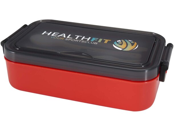 Fiambrera Snappy 1000 ml con cubiertos integrados en tapa Rojo detalle 13