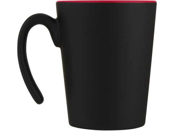 Taza de cerámica con asa Oli 360 ml personalizable Rojo/negro intenso detalle 9
