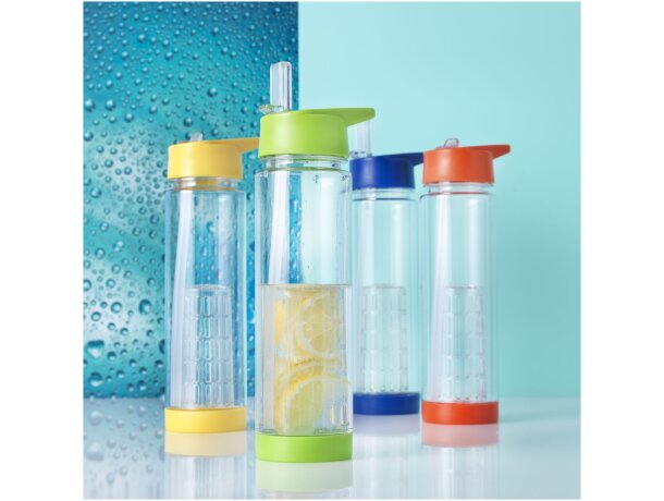 Botella deportiva y ligera con infusor de rosca para fruta 740 ml personalizada transparente/lima