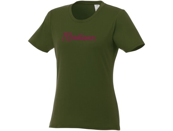 Camiseta de manga corta para mujer ”Heros” Verde militar detalle 48